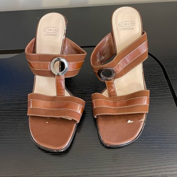 Circa Joan & David Brown Fabric Upper and Leather Sole Mule Sandal, 10 - Picture 6 of 15